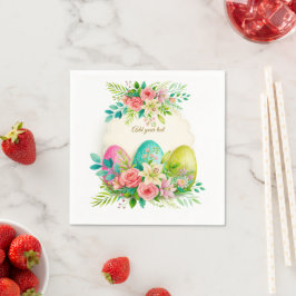 Florale Ostereier & Wasserfarbe Rosa Rosen Serviette