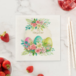 Florale Ostereier & Wasserfarbe Rosa Rosen Serviette