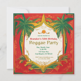 Florale Palmen Anpassbare Reggae-Party Einladung