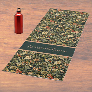 Florale Pfirsich-Grüne William Morris Inspirierte Yogamatte