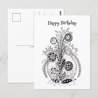 Florale Pflanze im Tangle Design - Postkarte