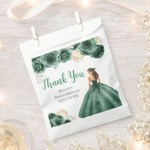 Florale Prinzessin im dunkelgrünen Kleid Sweet Six Geschenktütchen