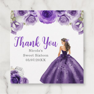 Florale Prinzessin in dunkelviolettem Kleid Sweet Geschenkanhänger