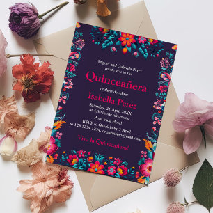 Florale Quinceañera Mexikanische Fiesta Geburtstag Einladung