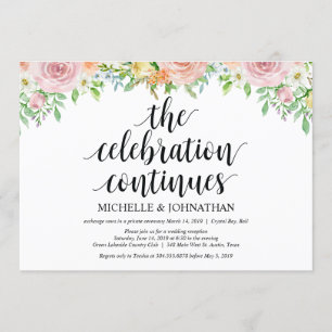 Florale Romantik-Elopement-Empfangs-Einladungskart Einladung