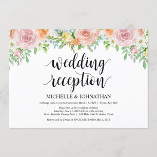 Florale Romantik-Elopement-Empfangs-Einladungskart Einladung