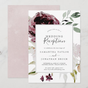 Florale Romantik-Hochzeitsempfang Einladung