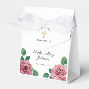 Florale rosa Pfingstrosen Mädchen Religiöse Erstko Geschenkschachtel