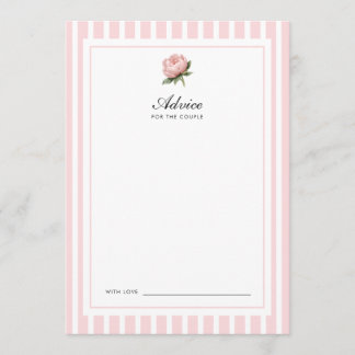 Florale rosa Pfingstrosen-Streifen Hochzeitsratgeb Hinweiskarte