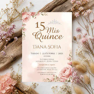 Florale rosa Quinceañera-Einladung Einladung