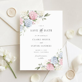 Florale rosa und blaue Hortensien-Hochzeit 'Save t Einladung