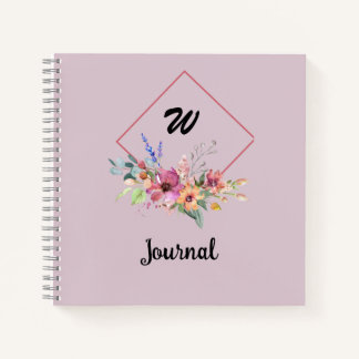Florale Rose Aquarelldruckschrift Notizbuch