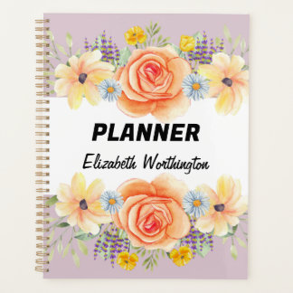Florale Rose Aquarelldruckschrift Planer