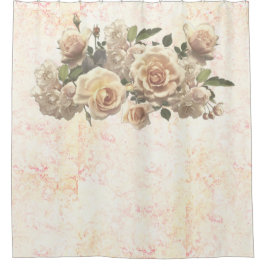 Florale Rose auf Marmor elegante Blume Duschvorhang