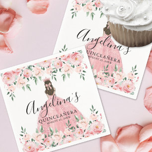 Florale Rosen Rosafarben Quinceanera Serviette