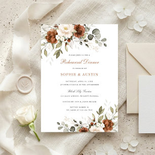 Florale Rost Grün Hochzeitsprobe Abendessen Einladung
