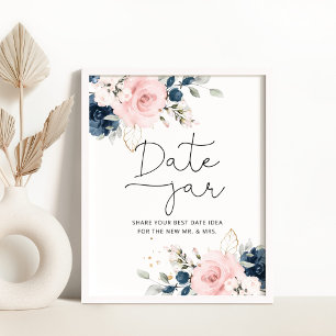 Florale Röte Navy Date Night Ideen. Date Jar Poster