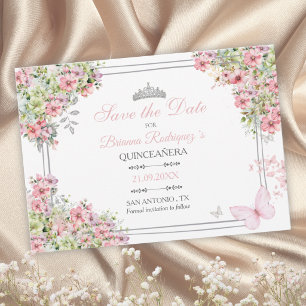 Florale Röte-Pink- und Grün-Save-the-Date-Karte
