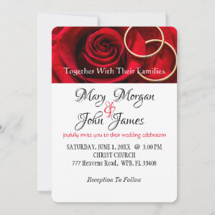 Florale rote Rose mit Ring Hochzeitseinladung Einladung