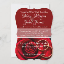 Florale rote Rose mit Ring Hochzeitseinladung