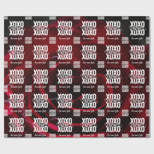 Florale rote Rose XOXO Liebe versagt nie Valentins Geschenkpapier