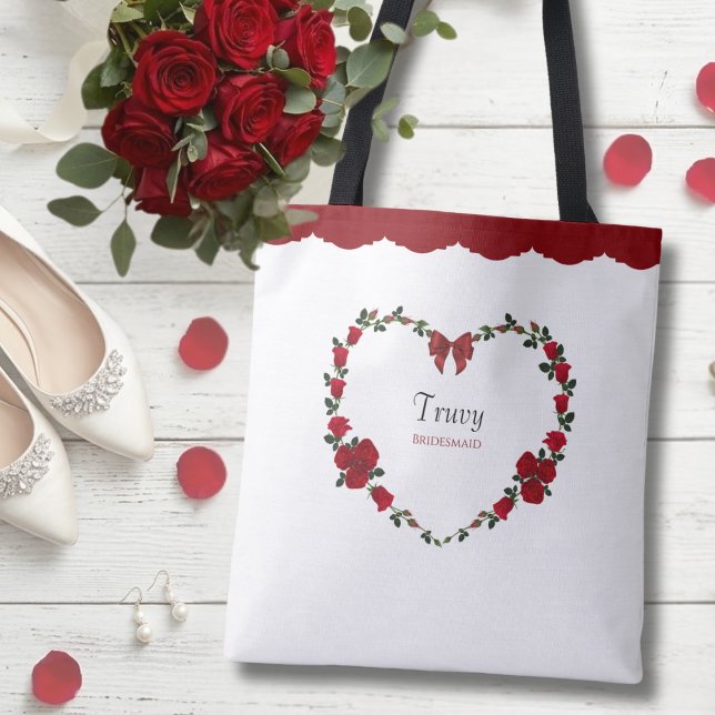 Florale rote Rosen Brautjungfer Geschenk (The perfect bridesmaid proposal gift for a romantic southern-style wedding.)