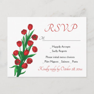 Florale rote RSVP-Tulpen-Blumen Hochzeitsfeier Frü Einladungspostkarte