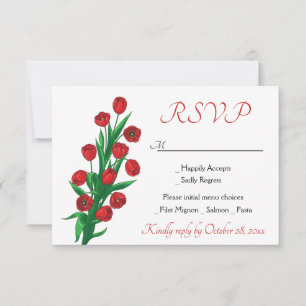 Florale rote RSVP-Tulpen-Blumen Hochzeitsfeier Frü RSVP Karte