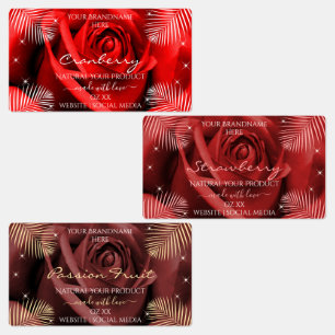 Florale rote und burgunderrote Produktverpackungse Etiketten