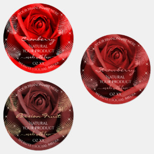 Florale rote und burgunderrote Produktverpackungse Etiketten