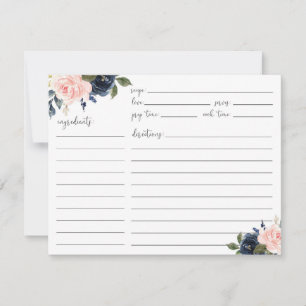 Florale Röte und marineblaue Rezeptkarte RSVP Karte