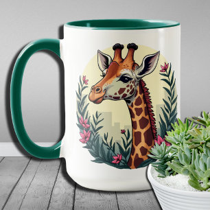 Florale Safari-Kreationen Süße florale Giraffe Tasse