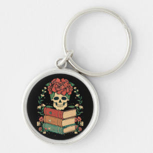 Florale Schädel auf deinen Büchern Schlüsselanhänger