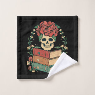 Florale Schädel auf deinen Büchern Waschlappen