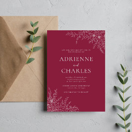Florale Schlichtheit 1 Claret Minimale Hochzeit Einladung
