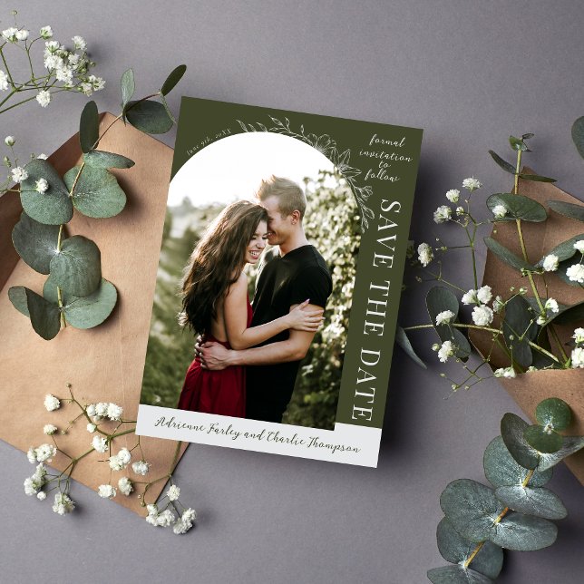 Florale Schlichtheit 1 | Modernes Grün | Save The  Date (Von Creator hochgeladen)