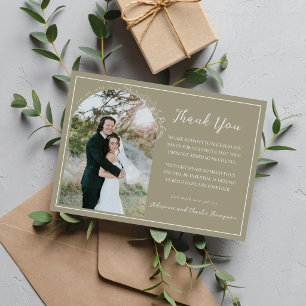 Florale Schlichtheit 1 Moosgrüne Hochzeit Dankeskarte