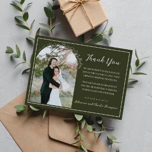 Florale Schlichtheit 1 Olivgrüne Hochzeit Dankeskarte