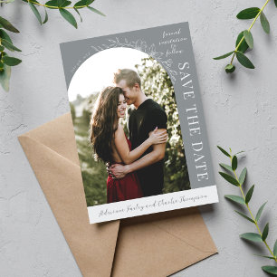 Florale Schlichtheit 1 Stein Grau Save The Date