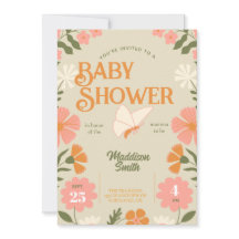 Florale Schmetterlings-Baby-Shower-Einladung