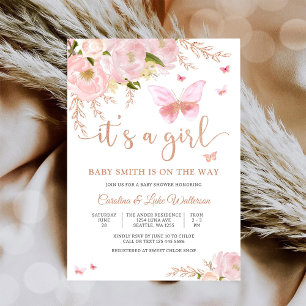Florale Schmetterlings-Baby-Shower-Einladung Einladung