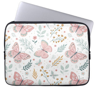 Florale Schmetterlings-Pastell-Garten-Botanik-Eleg Laptopschutzhülle