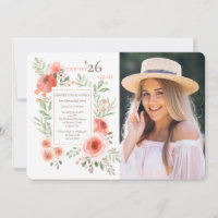 Florale Schönheit Abschlussfoto-Einladung