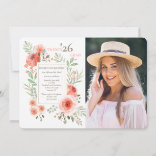 Florale Schönheit Abschlussfoto-Einladung Einladung