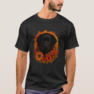 Florale schwarze Labrador Retriever Herbst Blätter T-Shirt