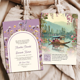 Florale Shikara Kashmir Dal Lake indische Hochzeit Einladung