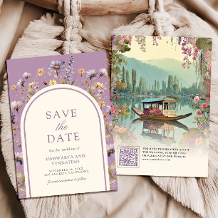 Florale Shikara Kashmir Dal Lake indische Hochzeit Save The Date