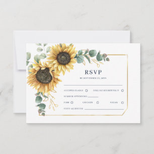 Florale Sonnenblumen-Eukalyptus-Hochzeit RSVP Karte