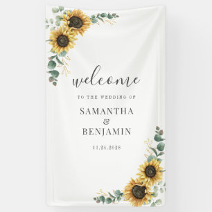 Florale Sonnenblumen Eukalyptus Schrift Hochzeit Banner