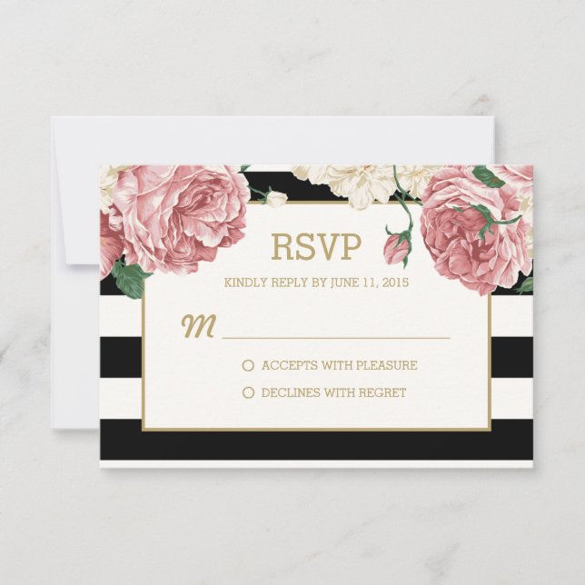 Florale Streifen UAWG/Hochzeitskarten RSVP Karte (Vorderseite)